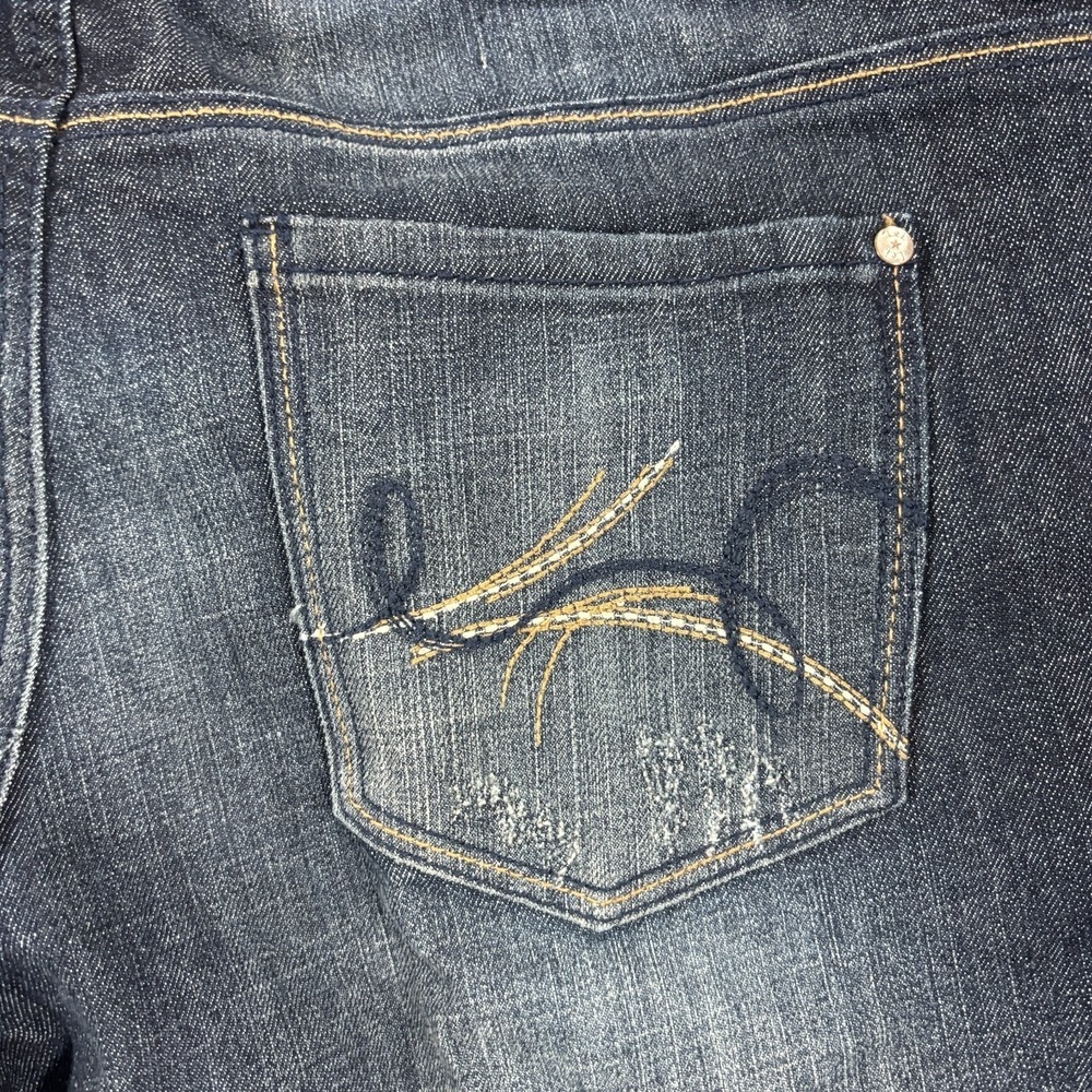 L.e.i.‎ Ashley Trouble Skinny Jeans Junior 17 Blue Indigo Denim Embroidered - Picture 15 of 16